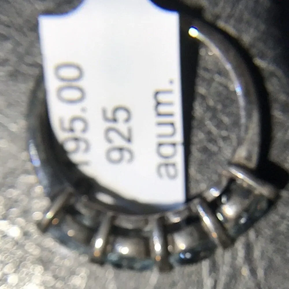 Aquamarine Ring Sz7 4 Round Stones Sterling Silver 925 (All Stones Simulated)